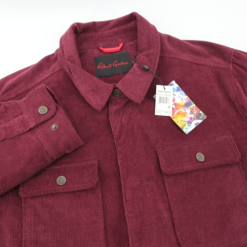 NEW Robert Graham Mens Burgundy Corduroy Quilted Lined Jacket Medium MSRP $298 - Picture 1 of 9
